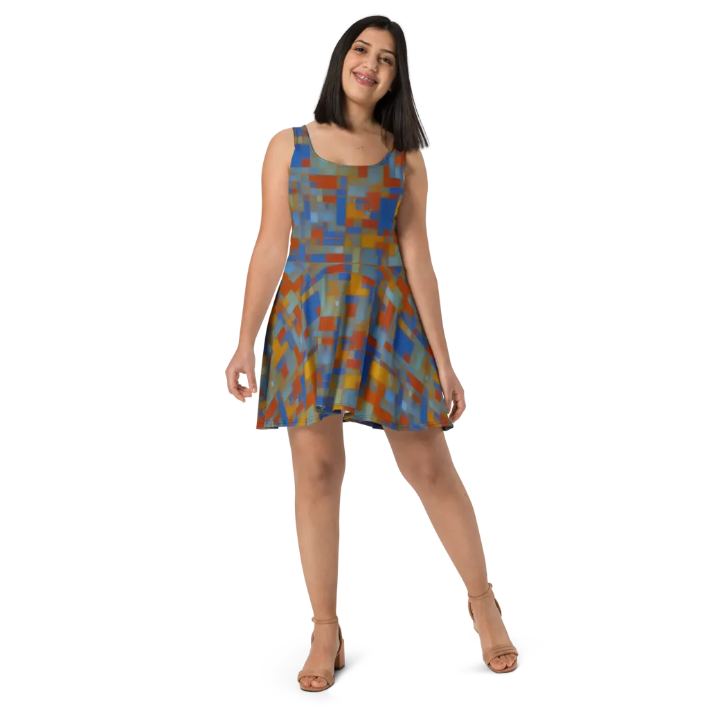 Modernist Current on Skater Dress — Front