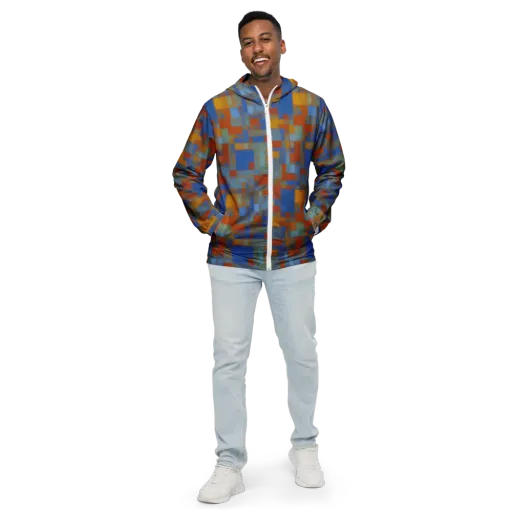 Modernist Current on a Men's Windbreaker