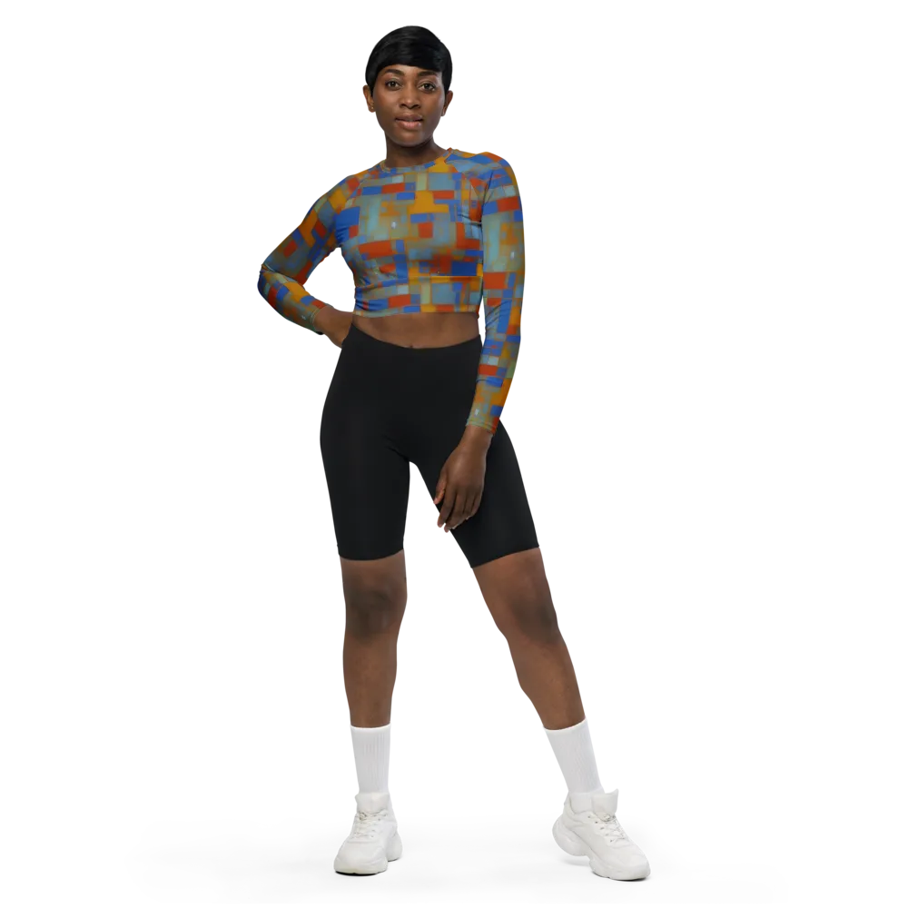 Modernist Current on Long Sleeve Crop Top — Front