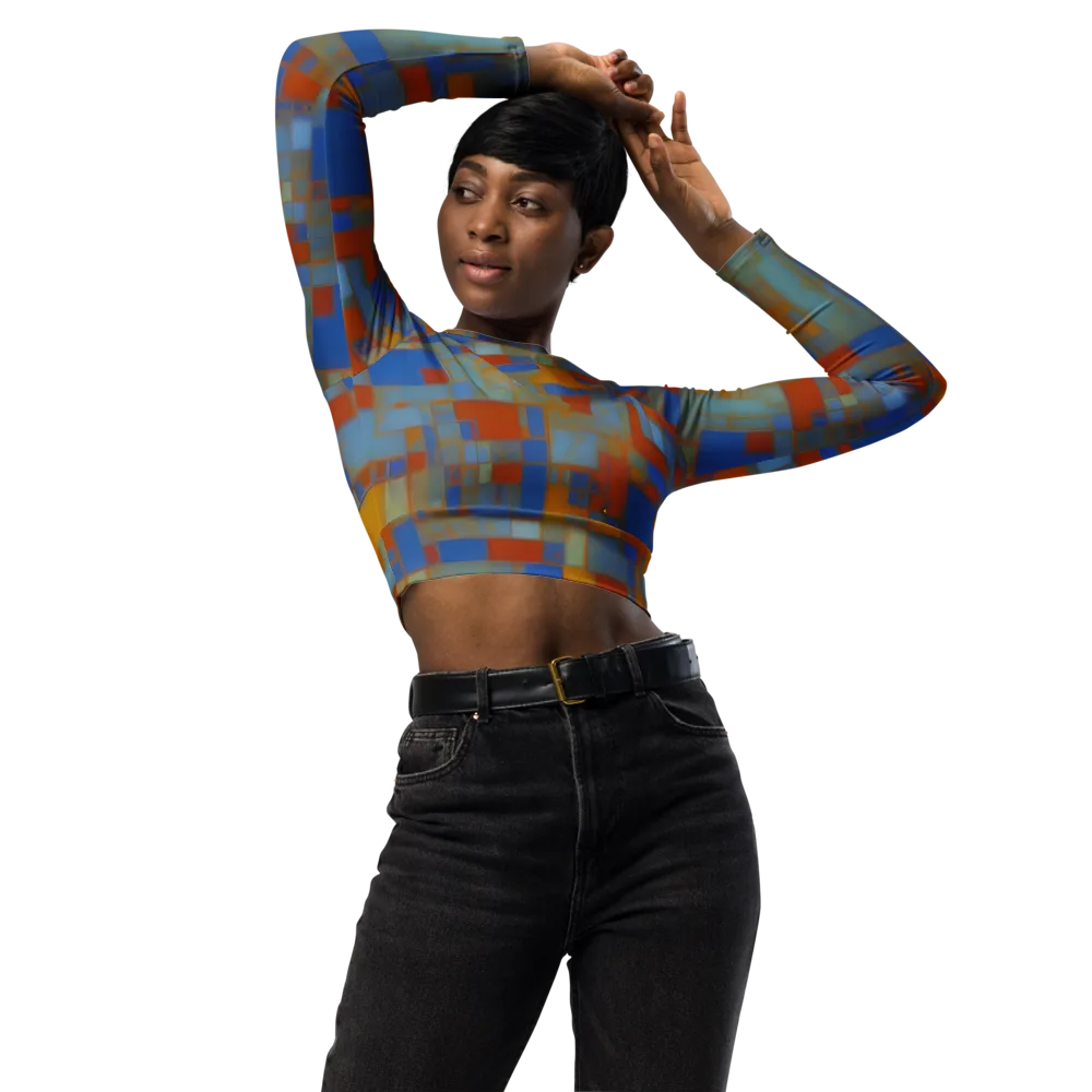 Modernist Current on Long Sleeve Crop Top — Front