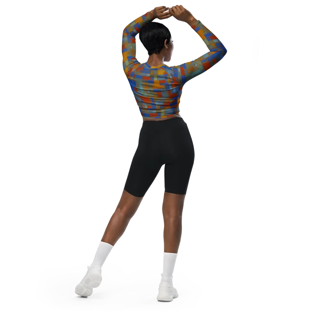 Modernist Current on Long Sleeve Crop Top — Back