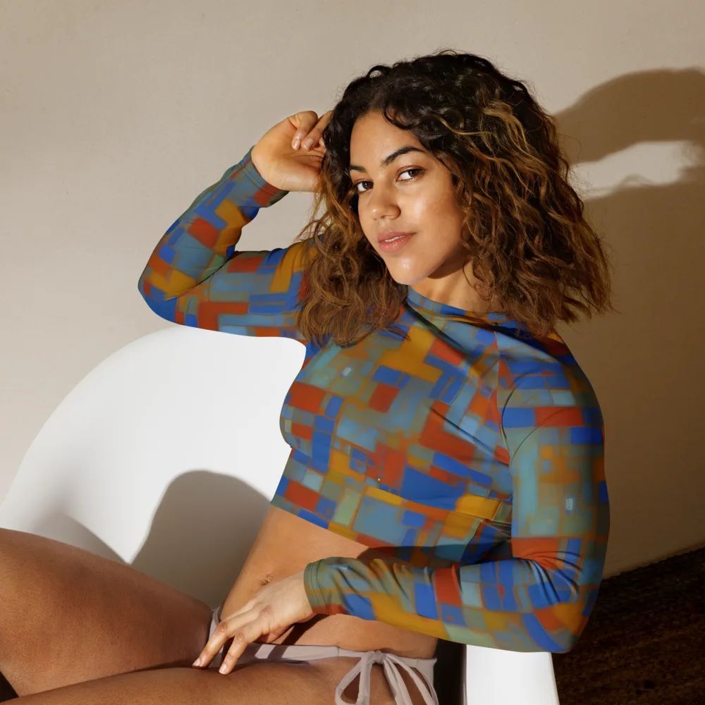 Modernist Current on Long Sleeve Crop Top — Left Front