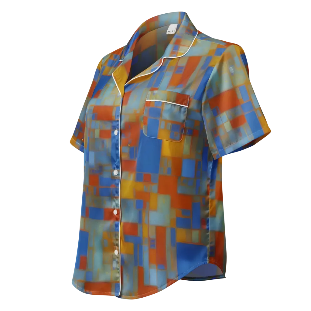 Modernist Current on Women's Short Sleeve Pajama Top — Left Front