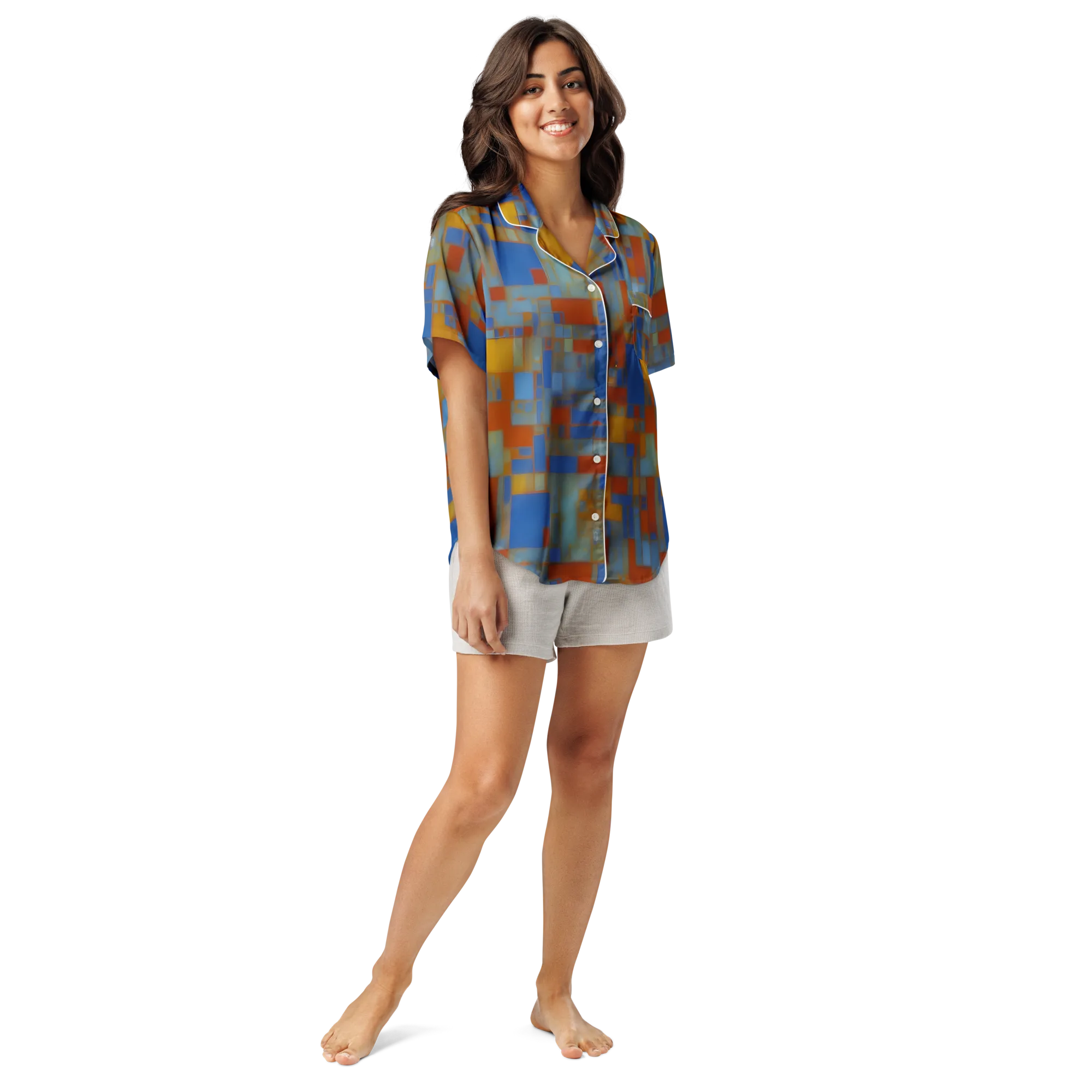 Modernist Current on Women's Short Sleeve Pajama Top — Front