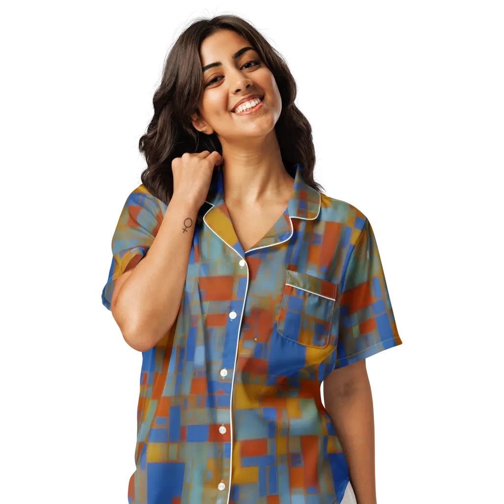 Modernist Current on Women's Short Sleeve Pajama Top — Front