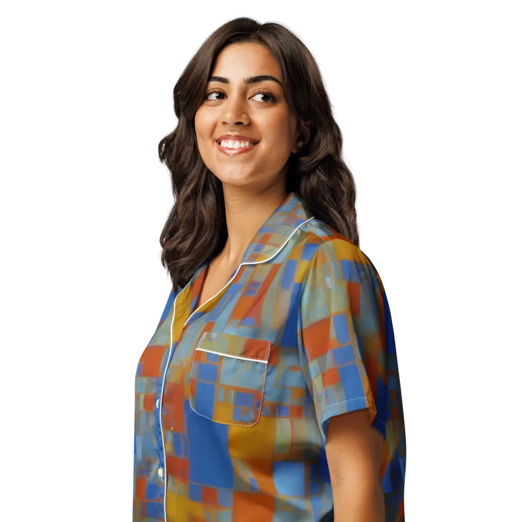 Modernist Current on Women's Short Sleeve Pajama Top — Left Front
