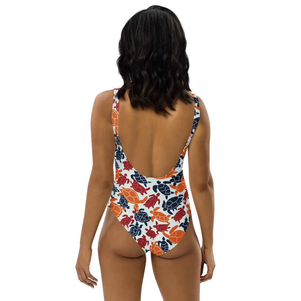 Carapace Parade on One-Piece Swimsuit — Back