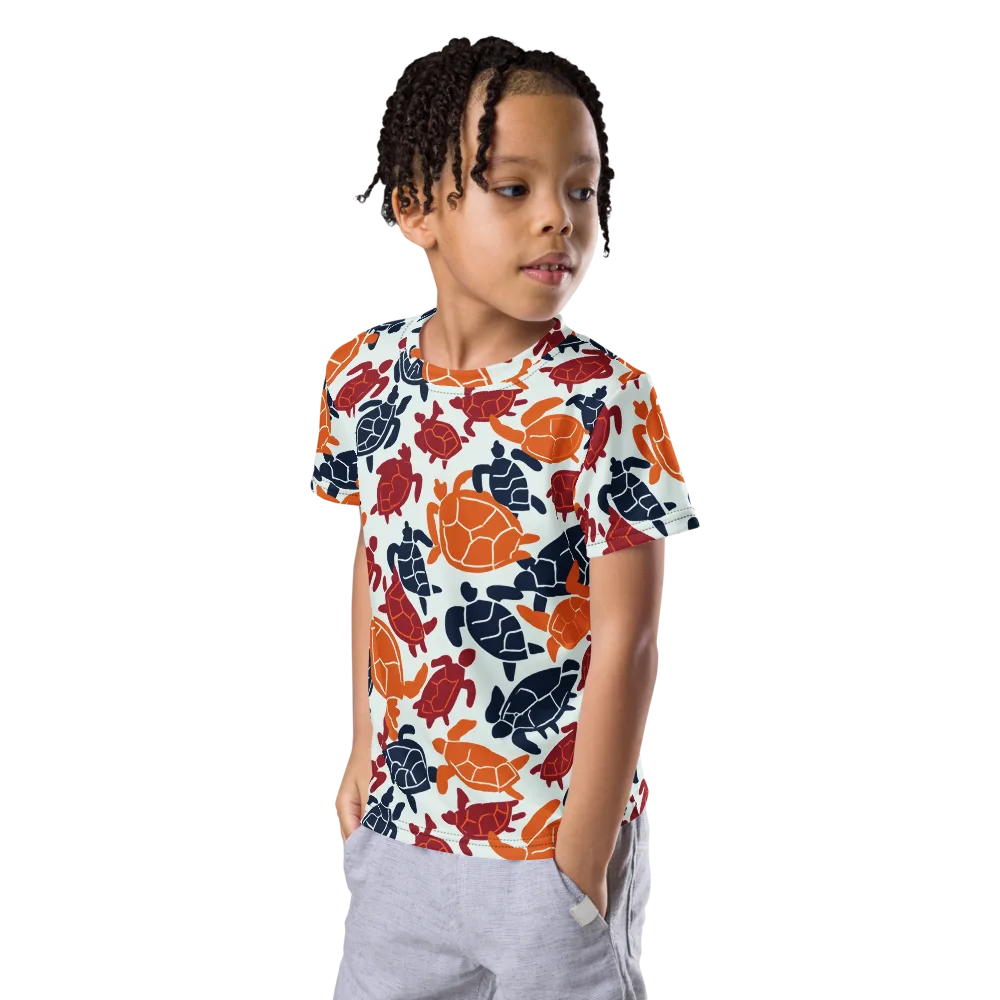 Carapace Parade on Kids Crew Neck T-Shirt — Left Front