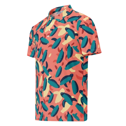 Turquoise Tides on a Men's Slim Fit Polo Shirt