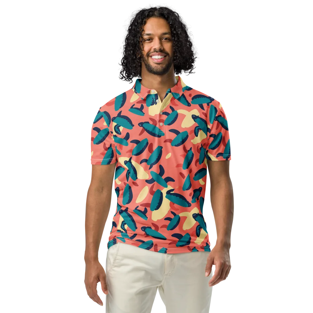 Turquoise Tides on Men's Slim Fit Polo Shirt — Front
