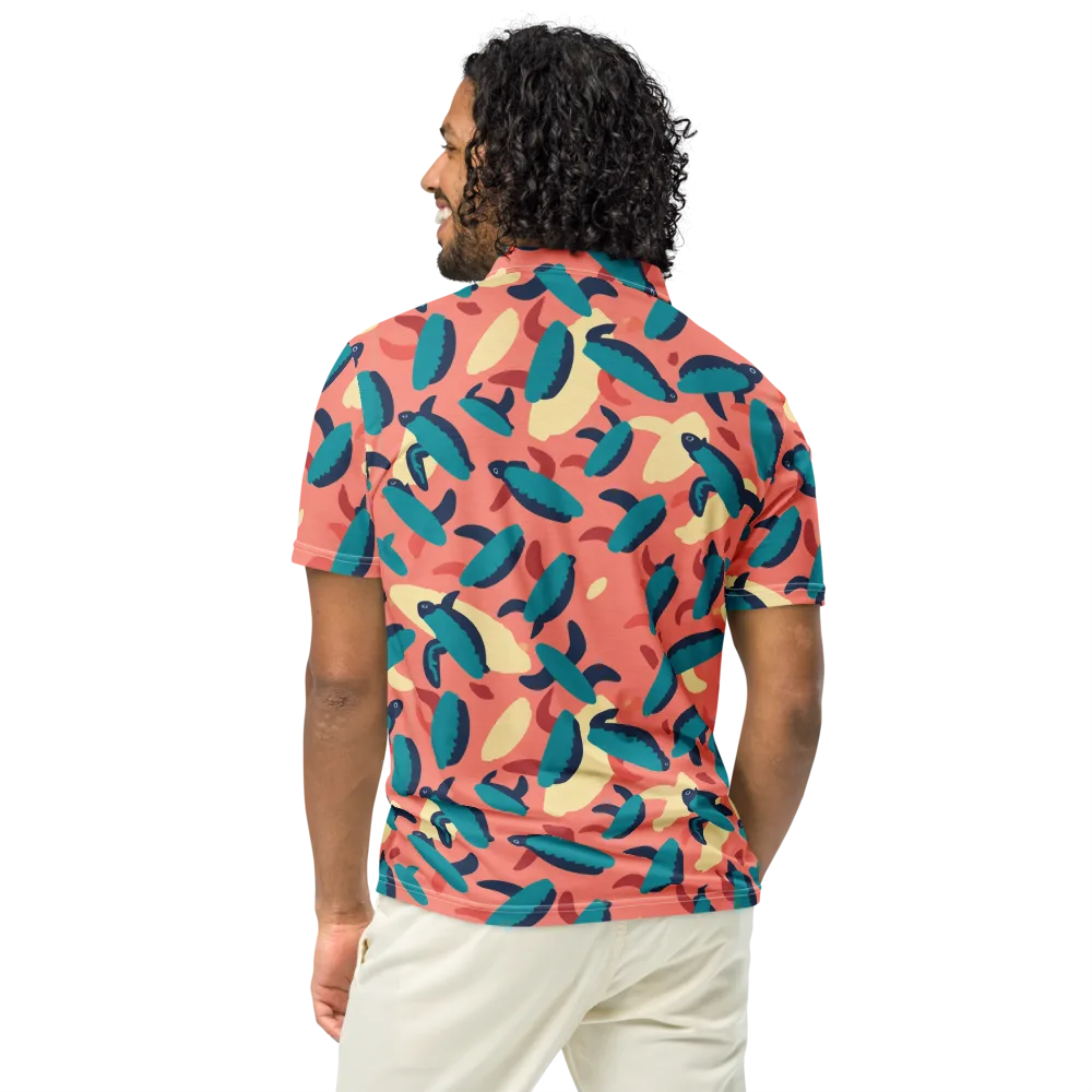 Turquoise Tides on Men's Slim Fit Polo Shirt — Back