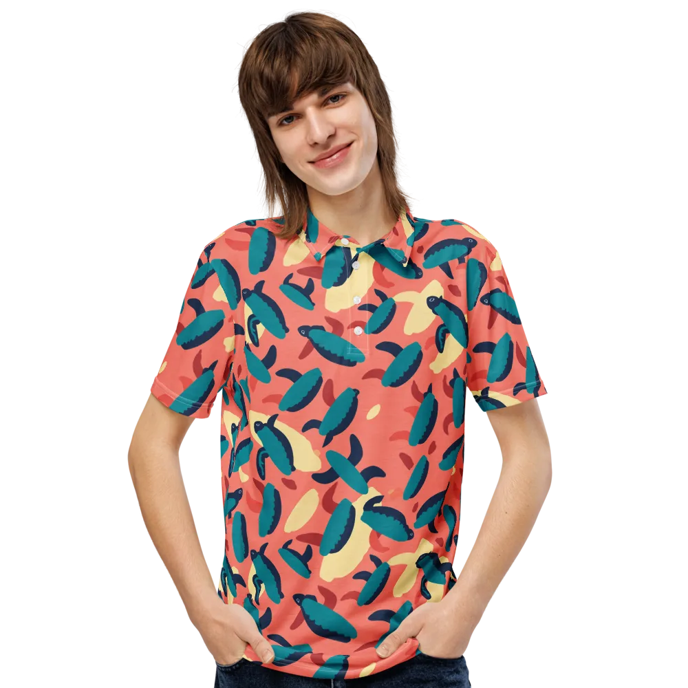 Turquoise Tides on Men's Slim Fit Polo Shirt — Front