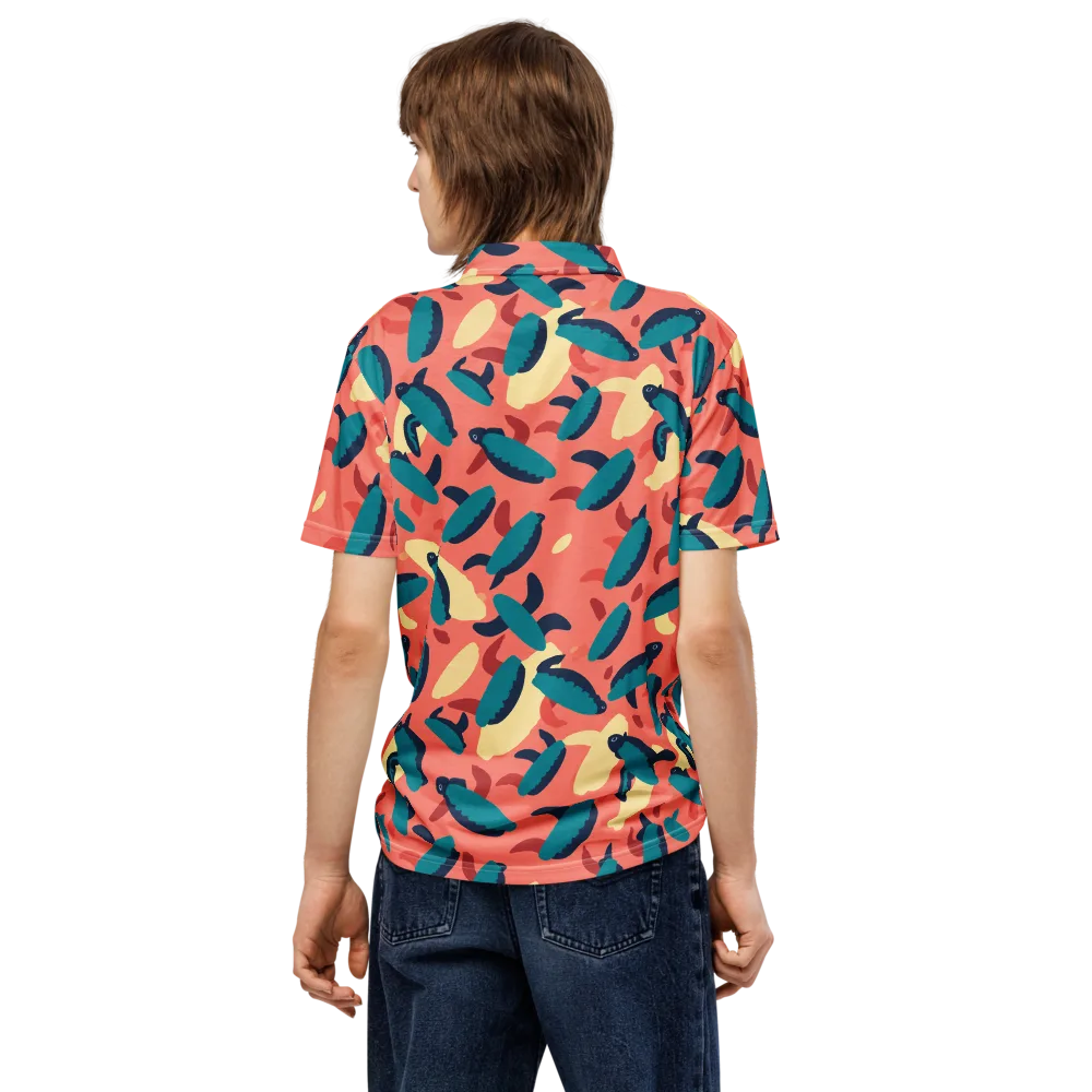 Turquoise Tides on Men's Slim Fit Polo Shirt — Back
