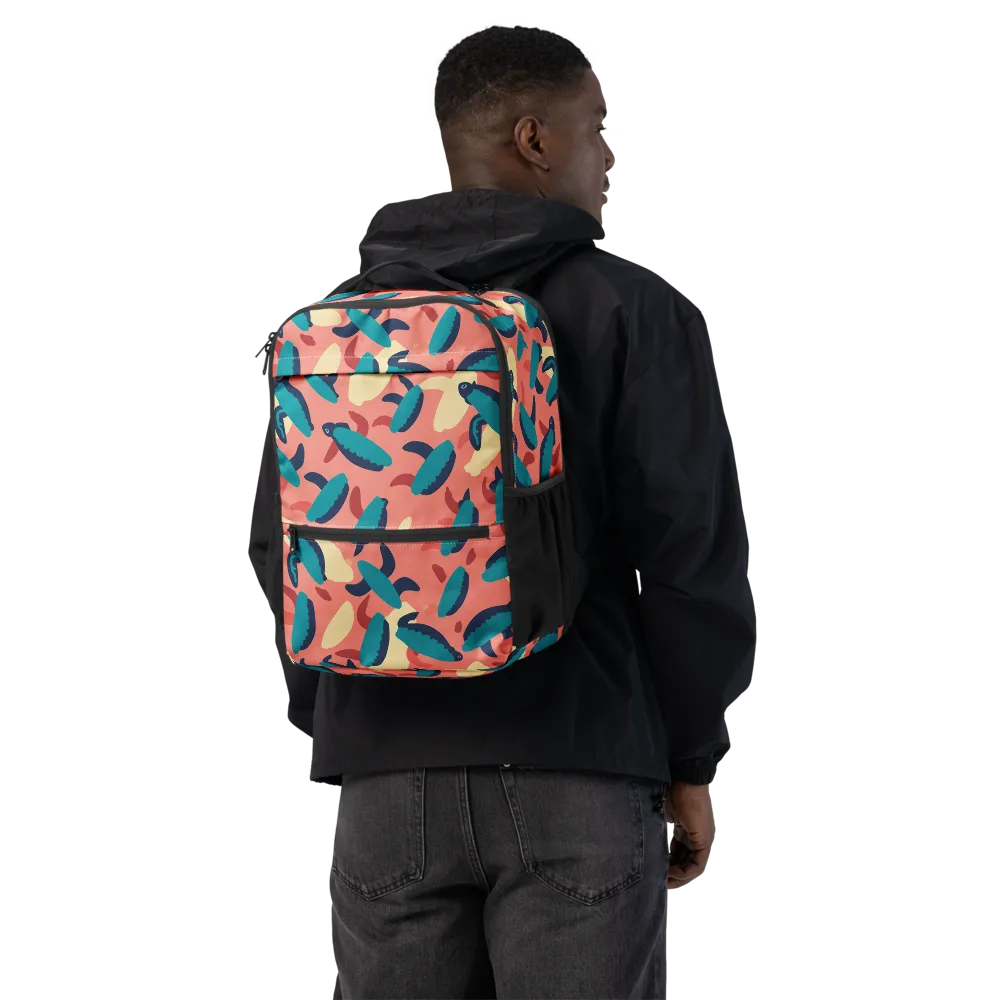 Turquoise Tides on Utility Backpack — Back