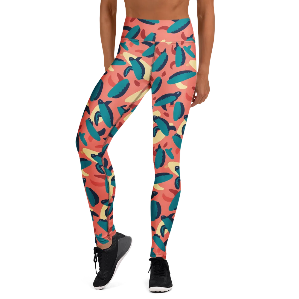 Turquoise Tides on Yoga Leggings — Front