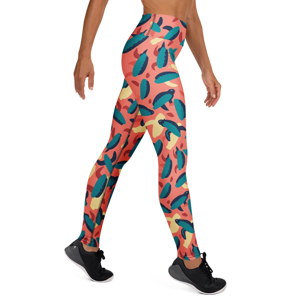 Turquoise Tides on Yoga Leggings — Right