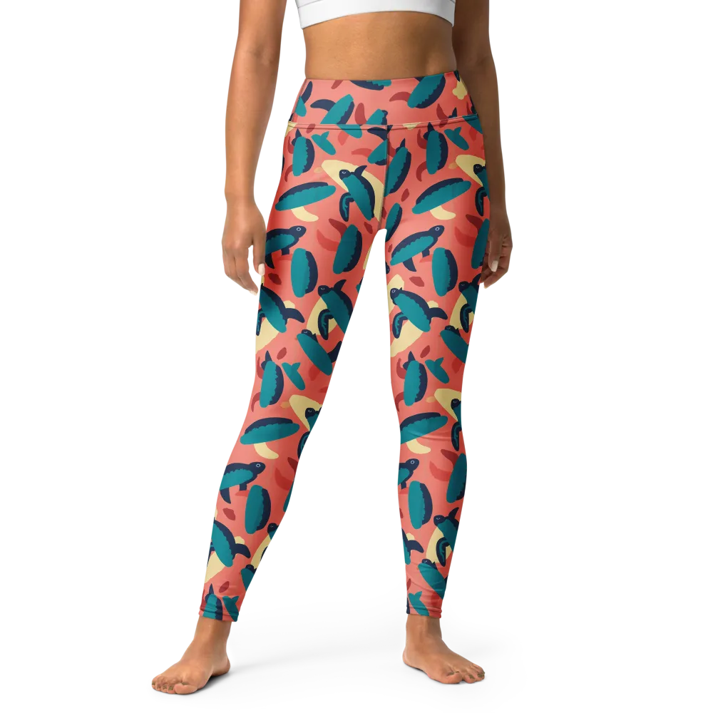 Turquoise Tides on Yoga Leggings — Front