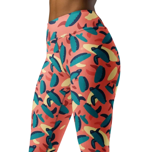 Turquoise Tides on a Yoga Leggings