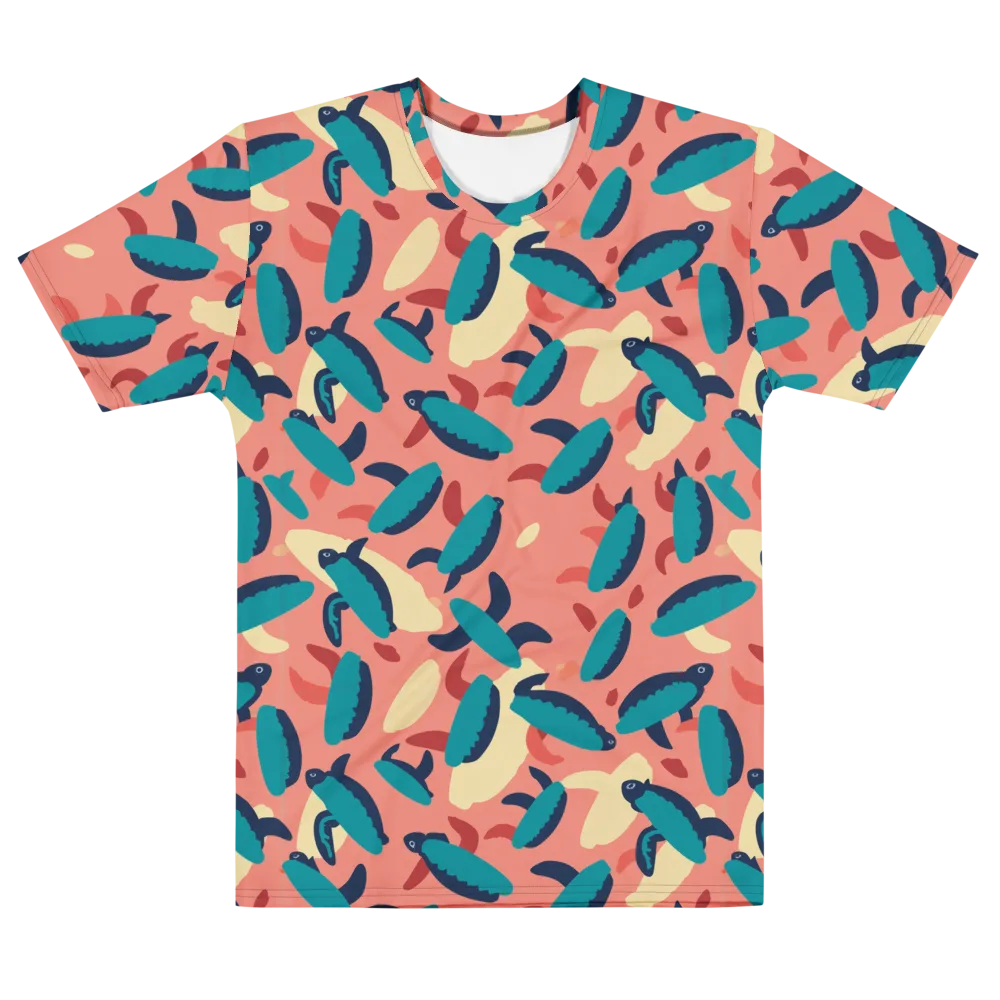 Turquoise Tides on Men's Cotton Crew Neck T-Shirt — Front