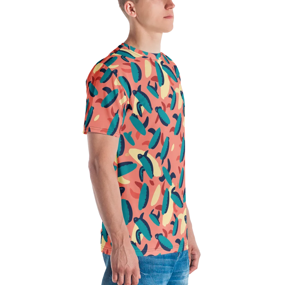 Turquoise Tides on Men's Crew Neck T-Shirt — Right