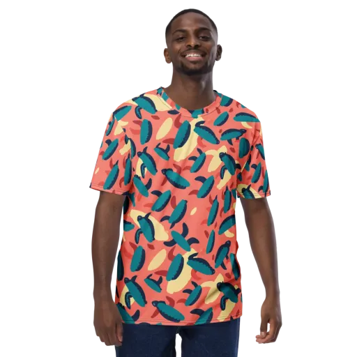 Turquoise Tides on a Men's Crew Neck T-Shirt