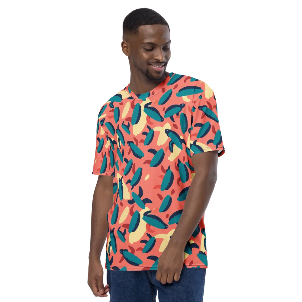 Turquoise Tides on Men's Crew Neck T-Shirt — Left