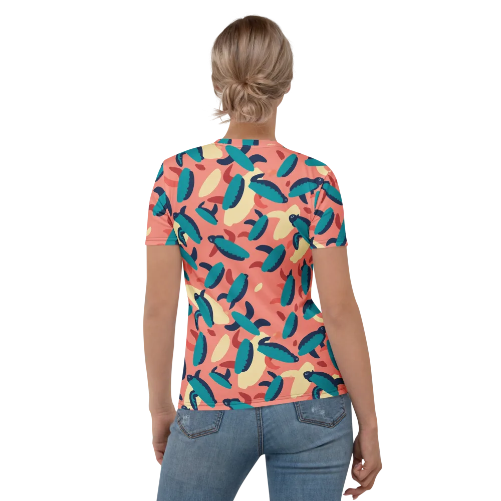 Turquoise Tides on Women's Crew Neck T-Shirt — Back