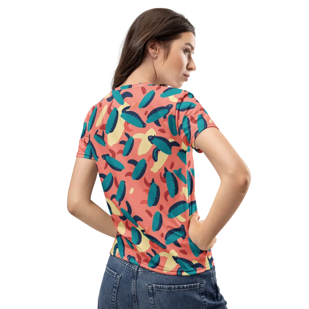 Turquoise Tides on Women's Crew Neck T-Shirt — Back
