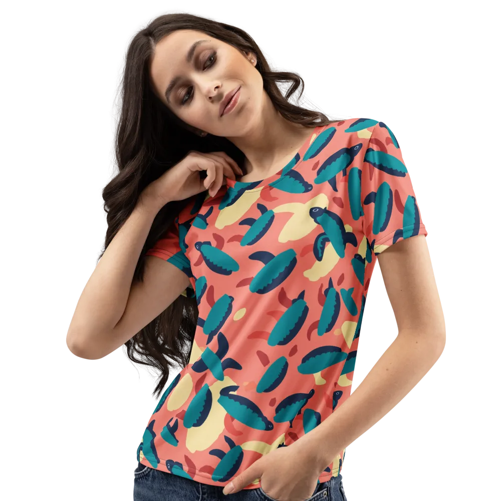 Turquoise Tides on Women's Crew Neck T-Shirt — Left Front