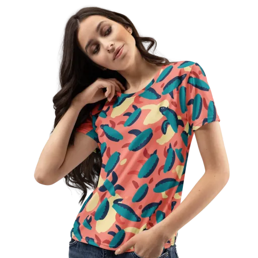 Turquoise Tides on a Women's Crew Neck T-Shirt