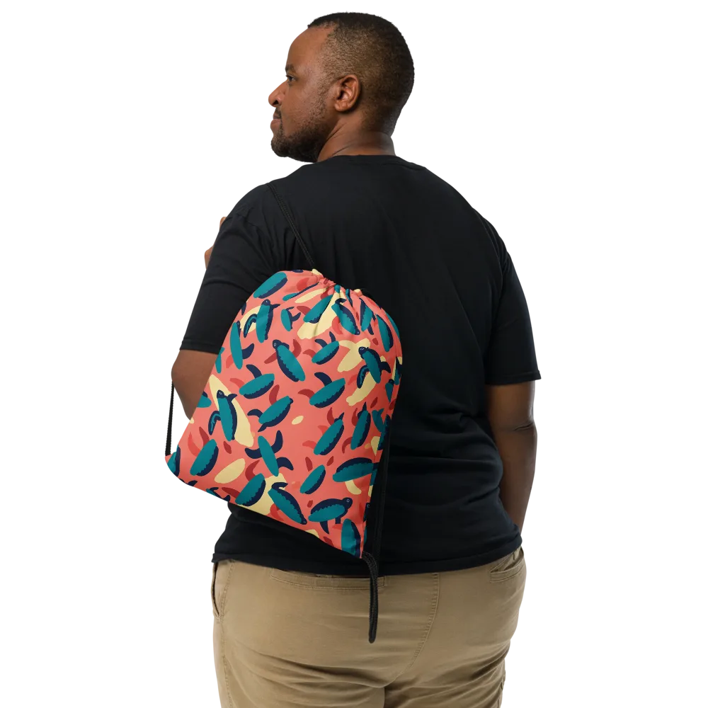 Turquoise Tides on Drawstring Bag — Front