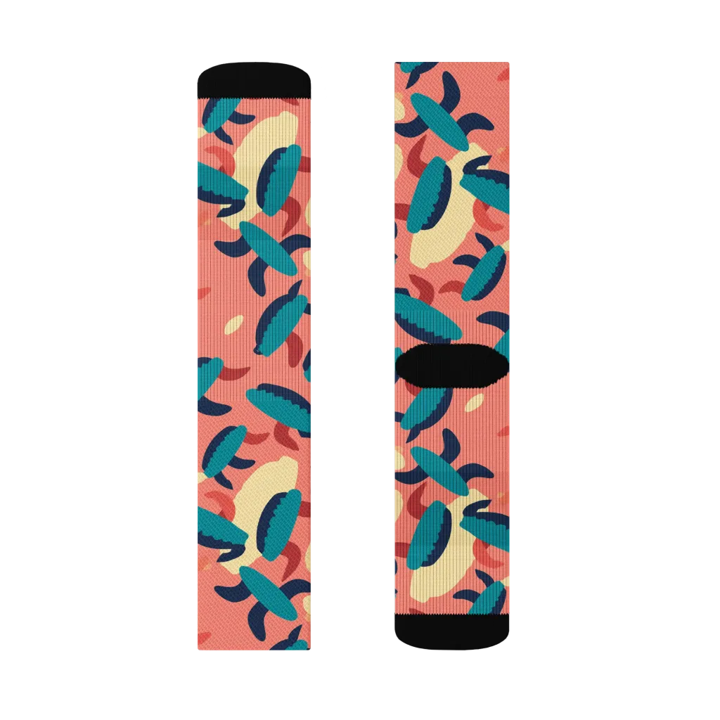 Turquoise Tides on Socks — Right Sock