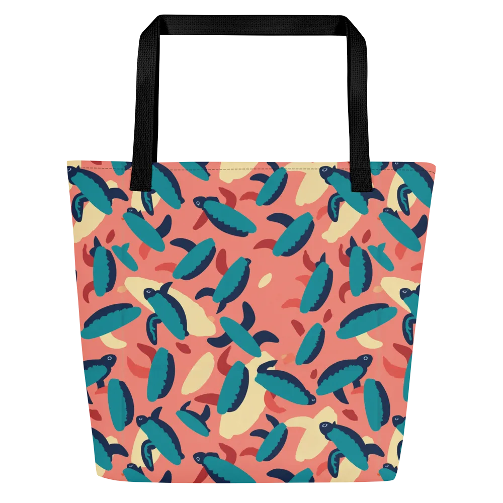 Turquoise Tides on Large Tote Bag W/ Pocket — Front