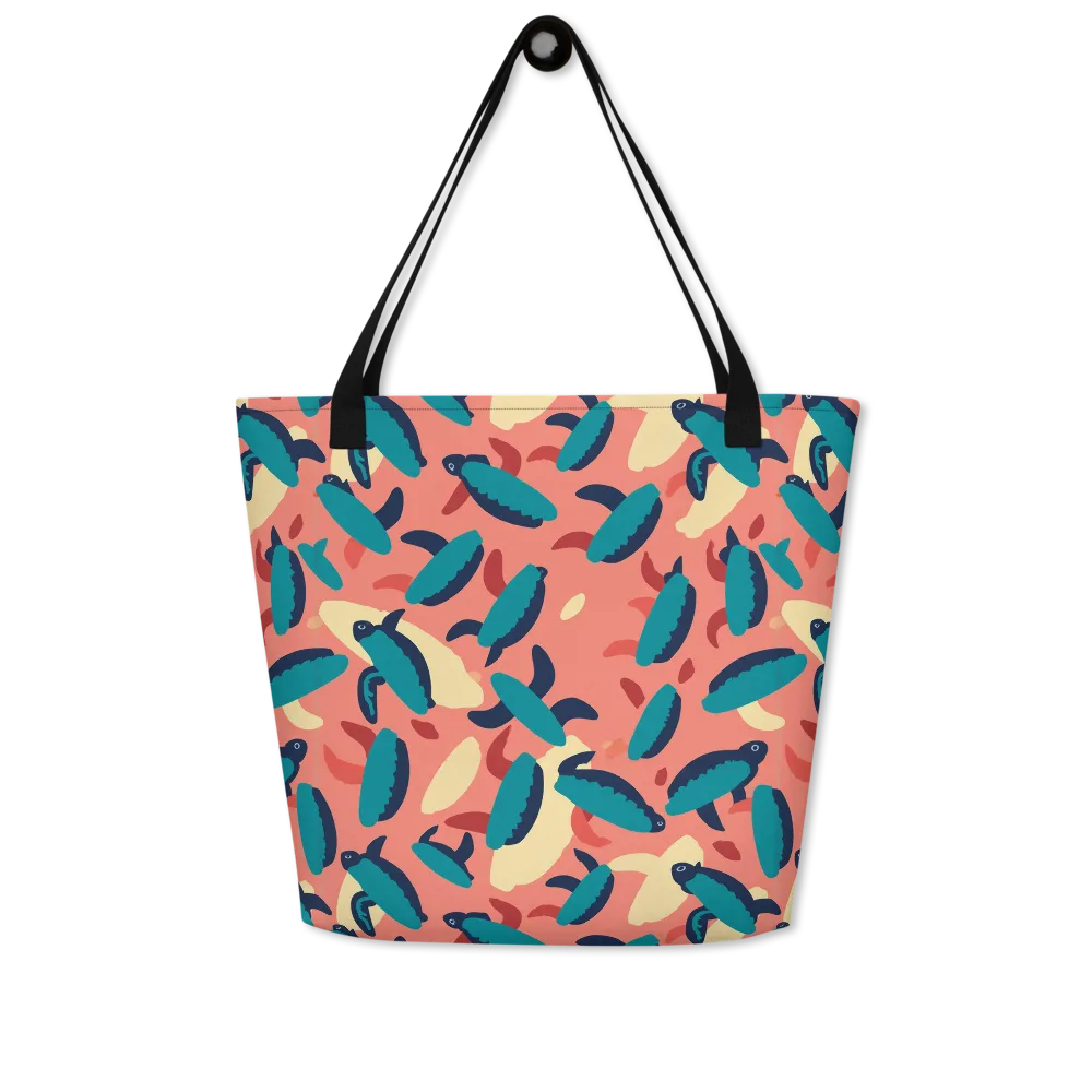 Turquoise Tides on Large Tote Bag W/ Pocket — Front