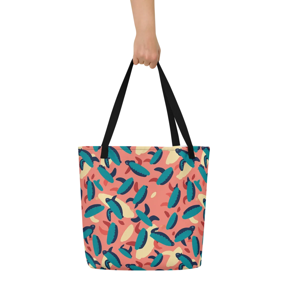 Turquoise Tides on Large Tote Bag W/ Pocket — Front