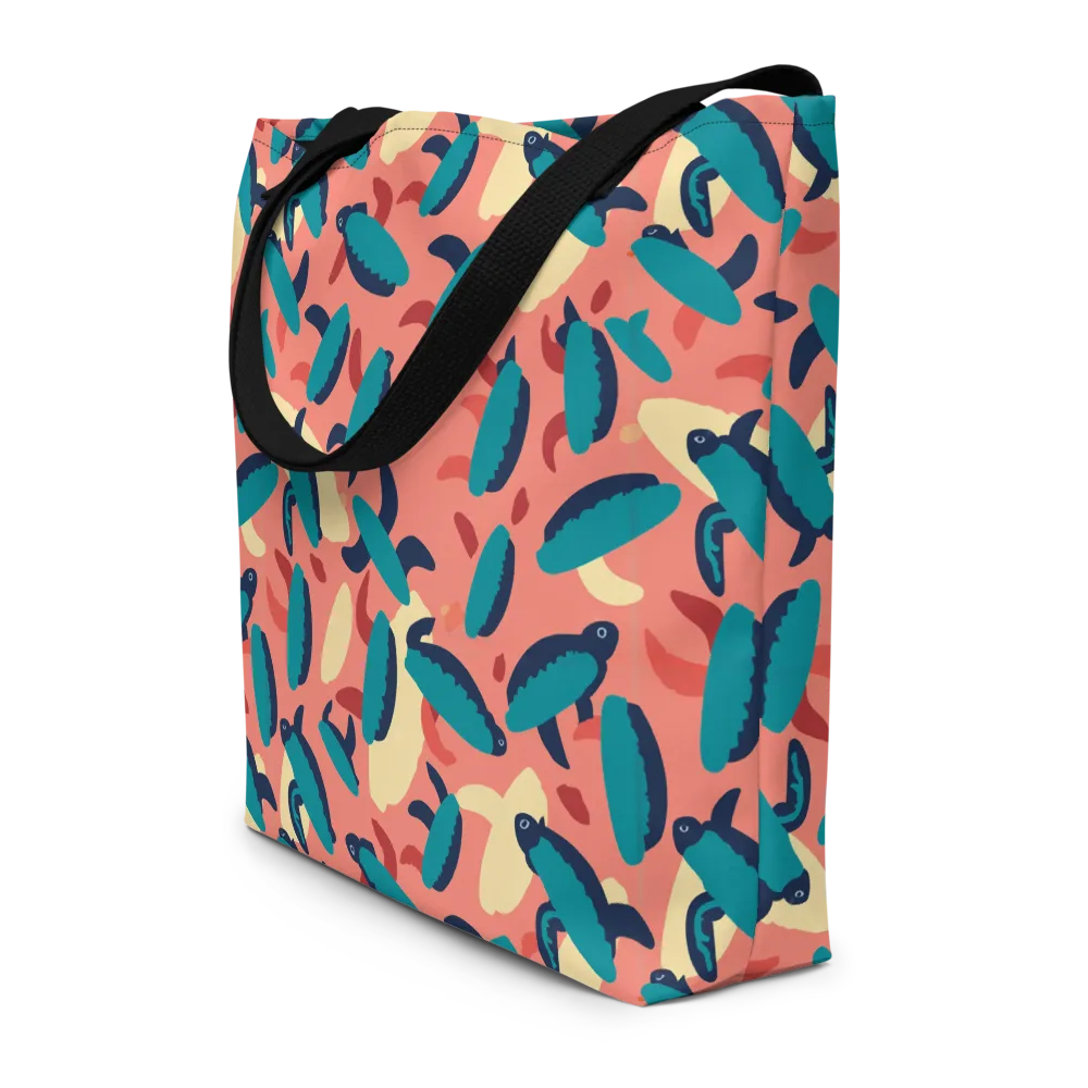 Turquoise Tides on Large Tote Bag W/ Pocket — Front