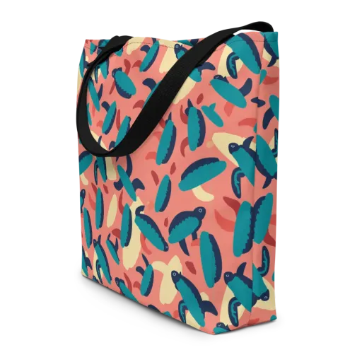 Turquoise Tides on a Large Tote Bag W/ Pocket