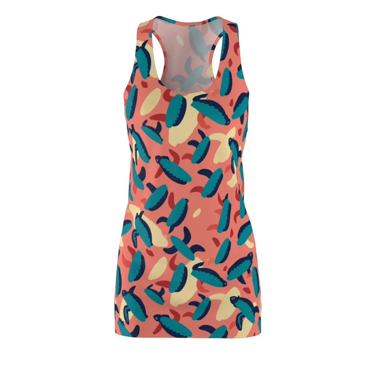 Turquoise Tides on Racerback Dress — Front
