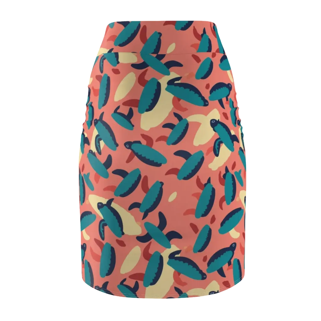 Turquoise Tides on Pencil Skirt — Back