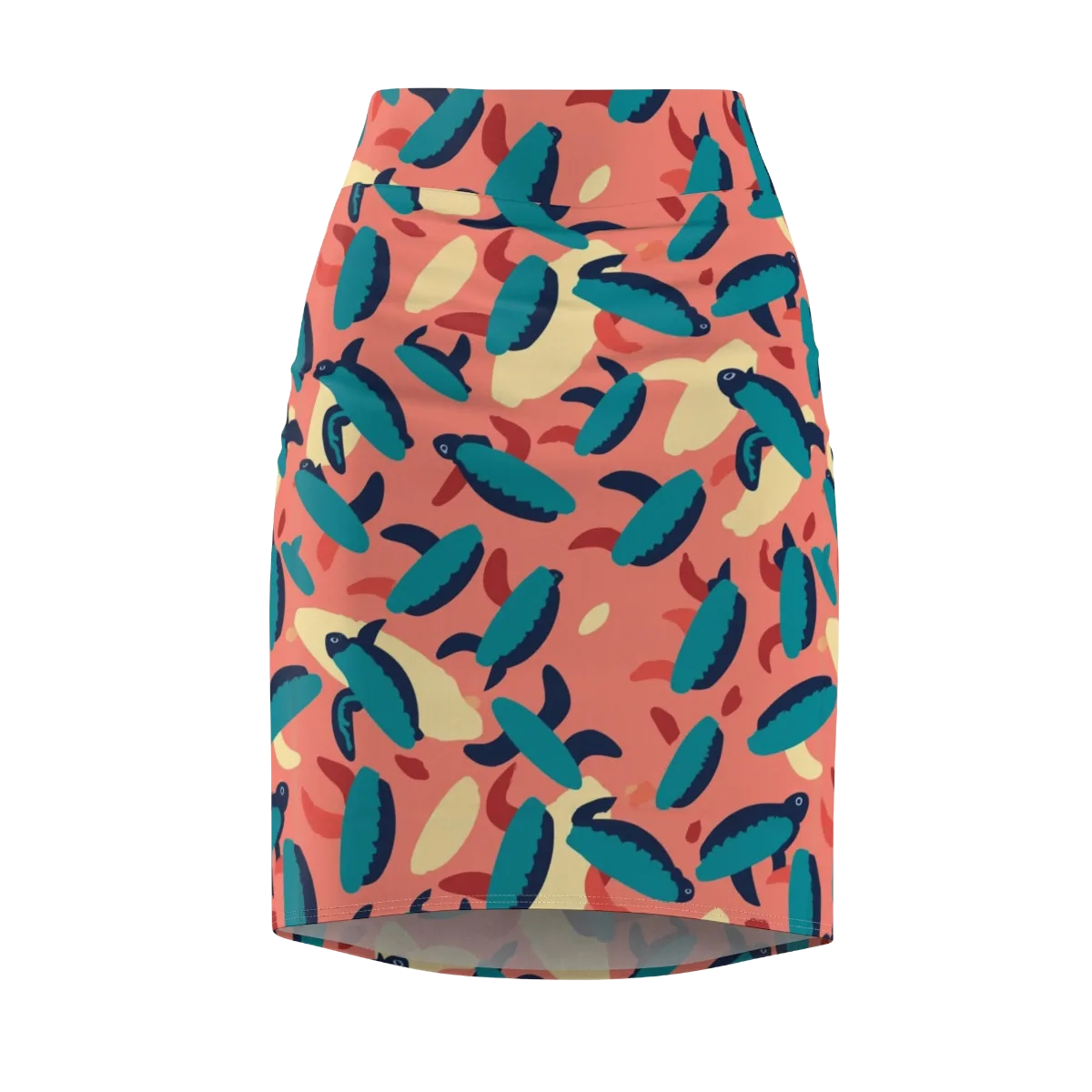 Turquoise Tides on Pencil Skirt — Front