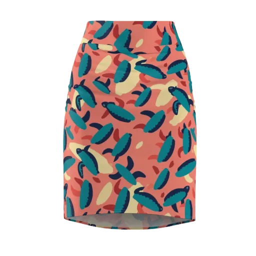Turquoise Tides on a Pencil Skirt