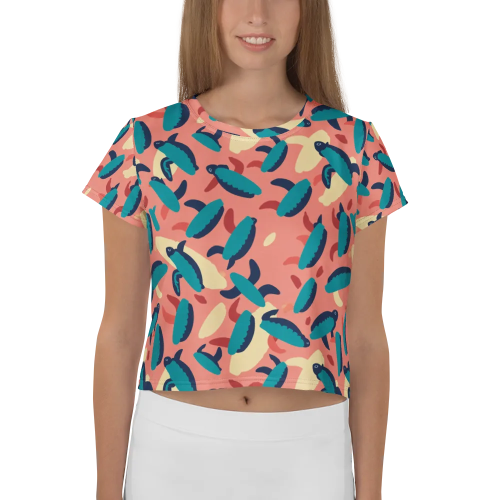 Turquoise Tides on Crop Tee — Front