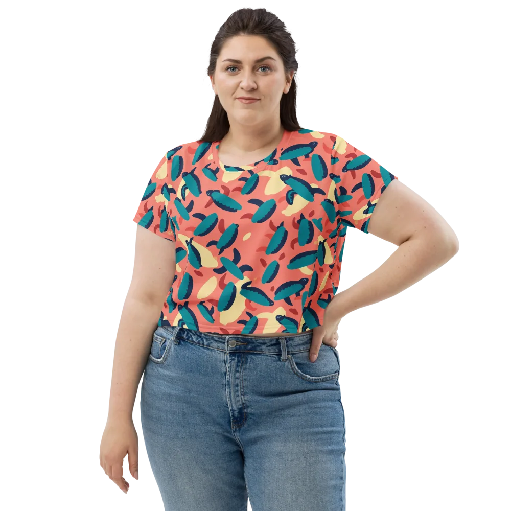 Turquoise Tides on Crop Tee — Front