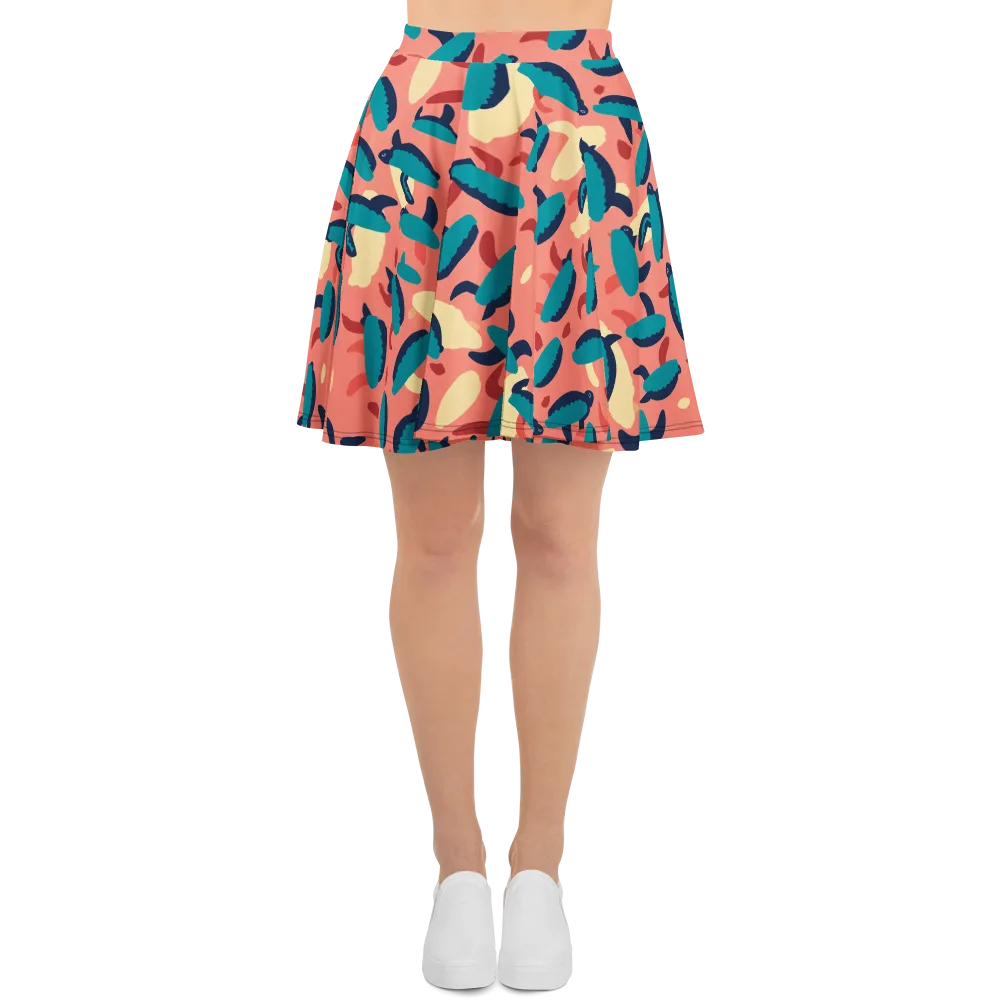 Turquoise Tides on Skater Skirt — Front