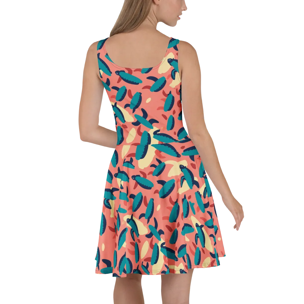 Turquoise Tides on Skater Dress — Back