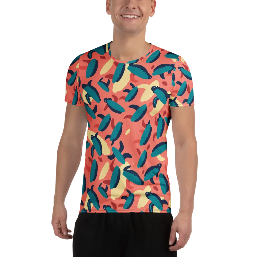 Turquoise Tides on Men's Athletic T-Shirt — Front