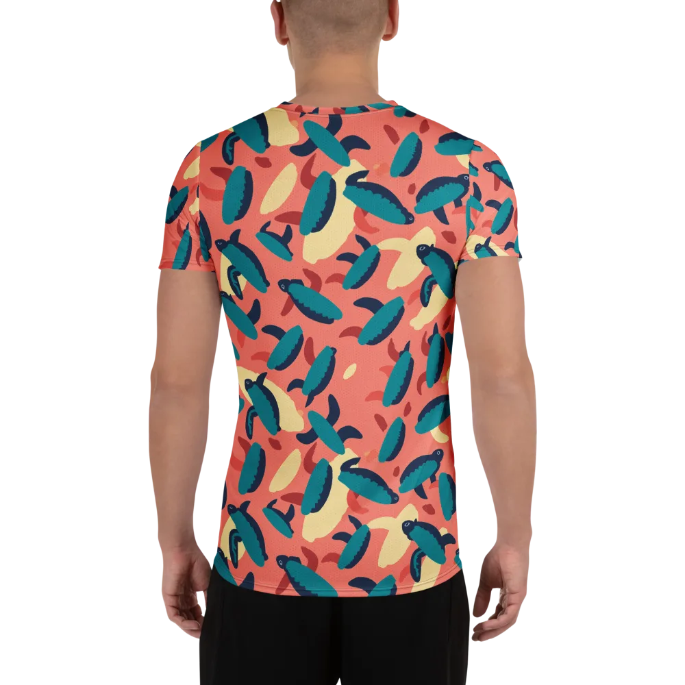 Turquoise Tides on Men's Athletic T-Shirt — Back