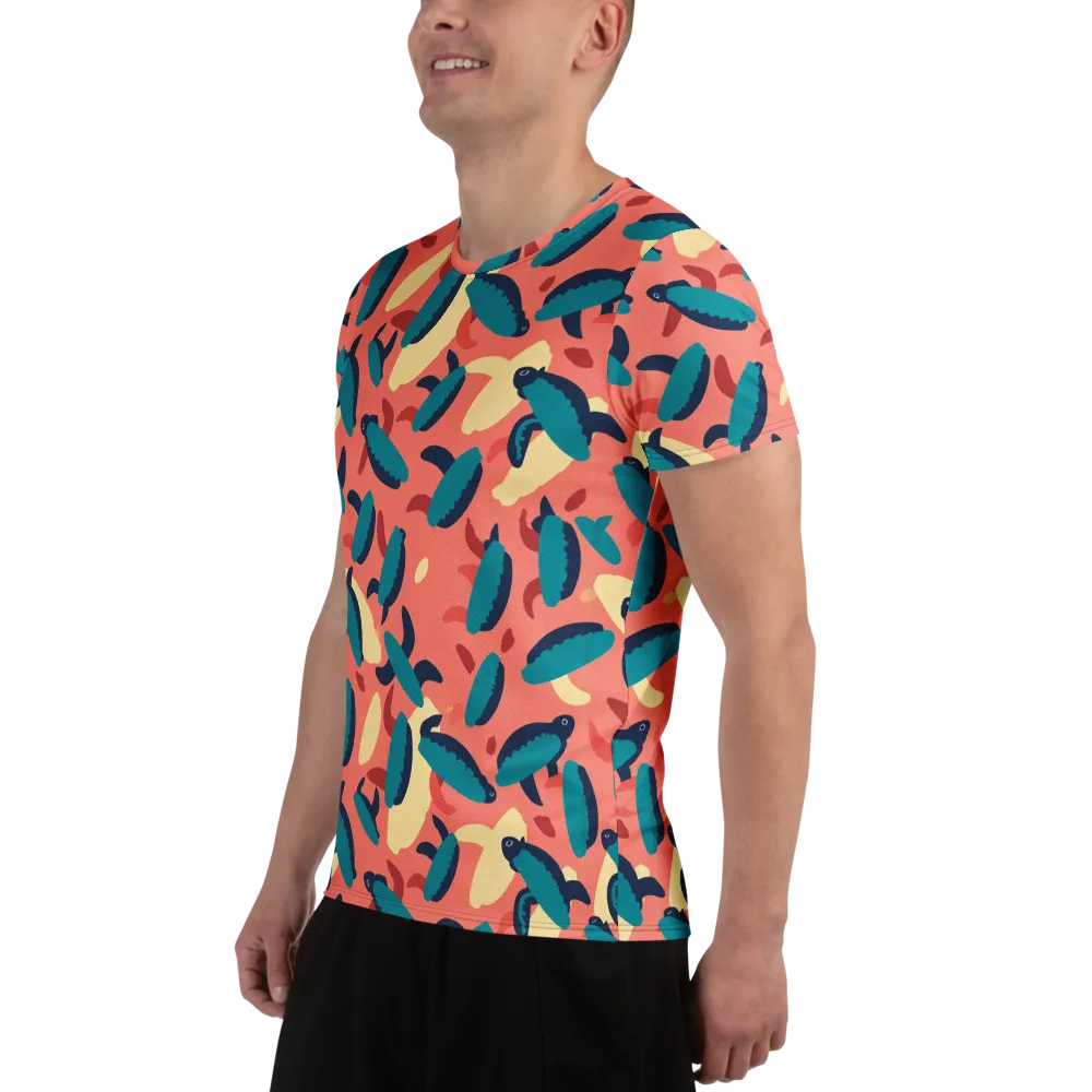 Turquoise Tides on Men's Athletic T-Shirt — Left