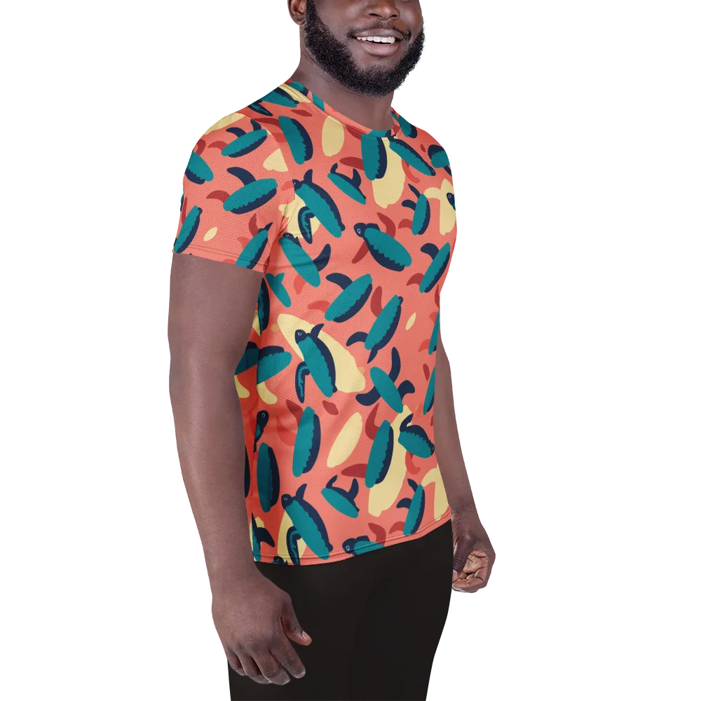 Turquoise Tides on Men's Athletic T-Shirt — Right