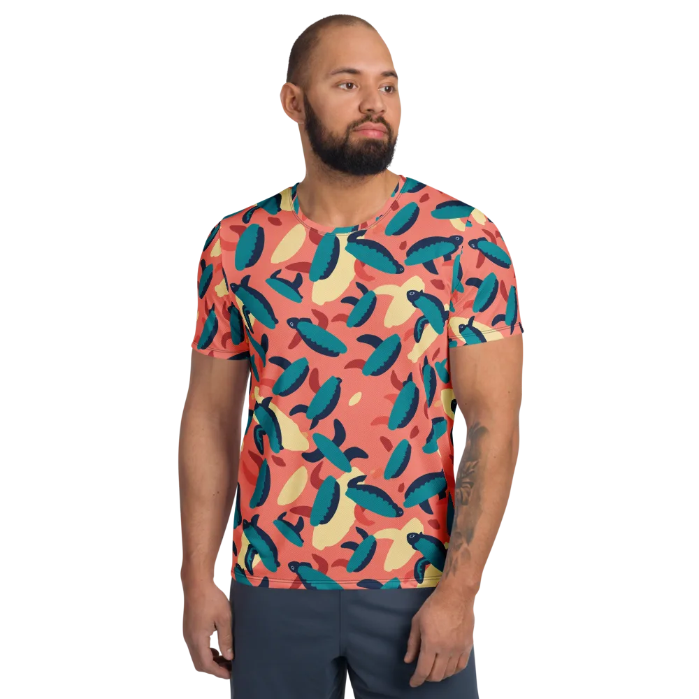 Turquoise Tides on Men's Athletic T-Shirt — Front